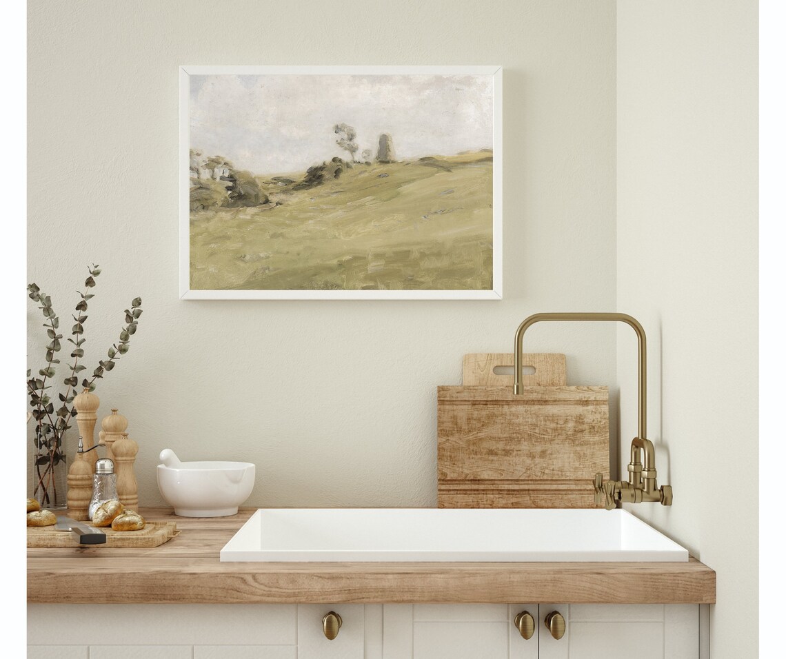 The Hill Vintage Landscape Art Print, Minimal Decor - Image 4