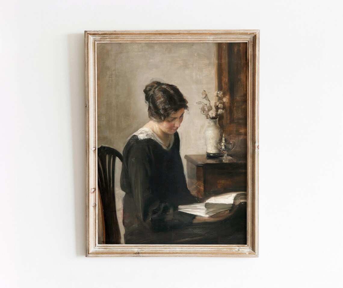 The Reader Vintage Woman Reading, Cottagecore Decor