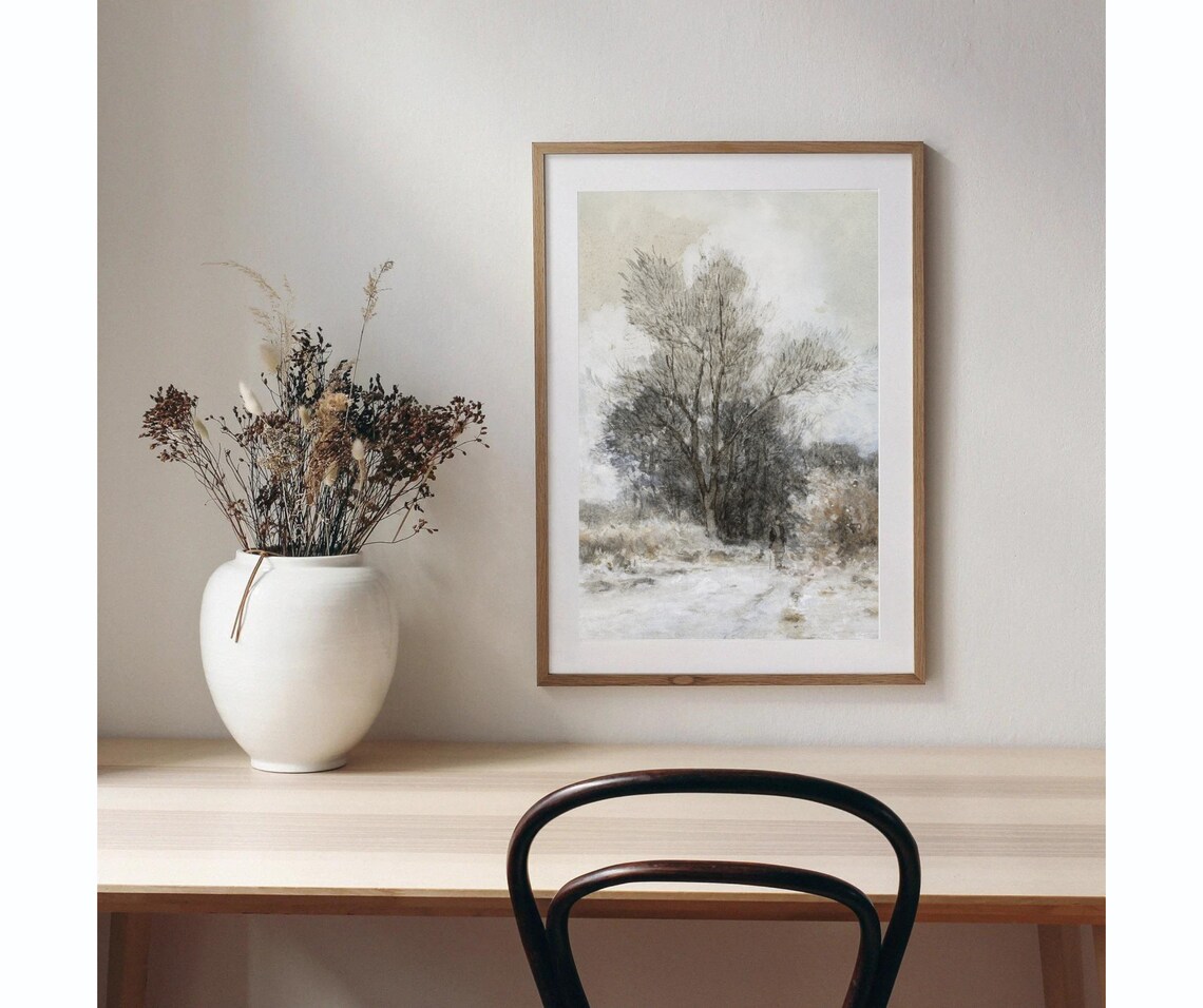 Winter Walk Vintage Winter Landscape Art Print - Image 4