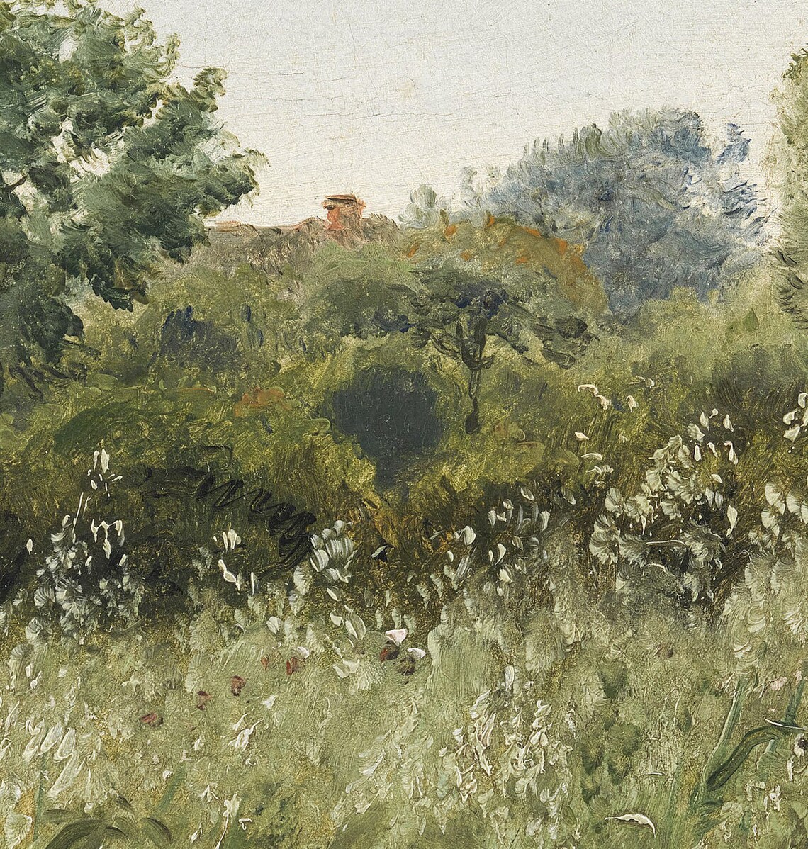 Oat Field Vintage Green Grass Oil Painting Art - Image 3