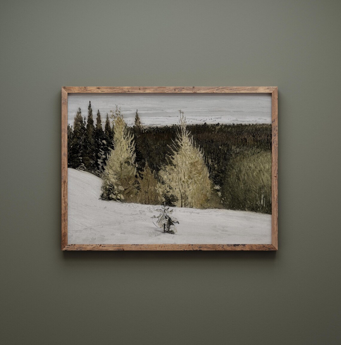 Winter Ridge Vintage Snowy Landscape Art Print - Image 3