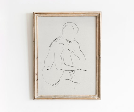 Line Sketch Figure Vintage Art Print