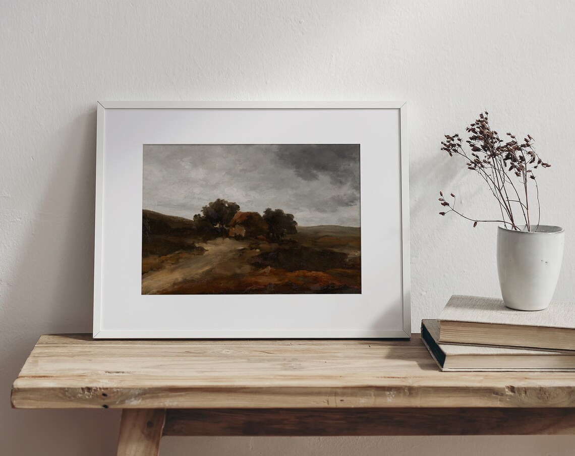 Dark Autumn Vintage Moody Fall Landscape Art Print - Image 4