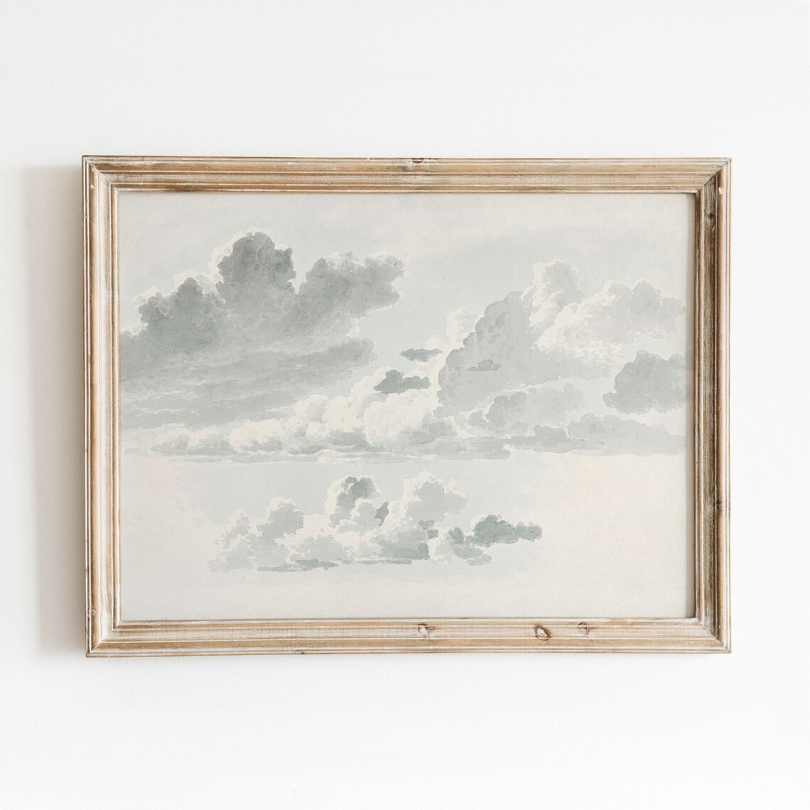 Black And White Cloud Study Vintage Sky Art Print