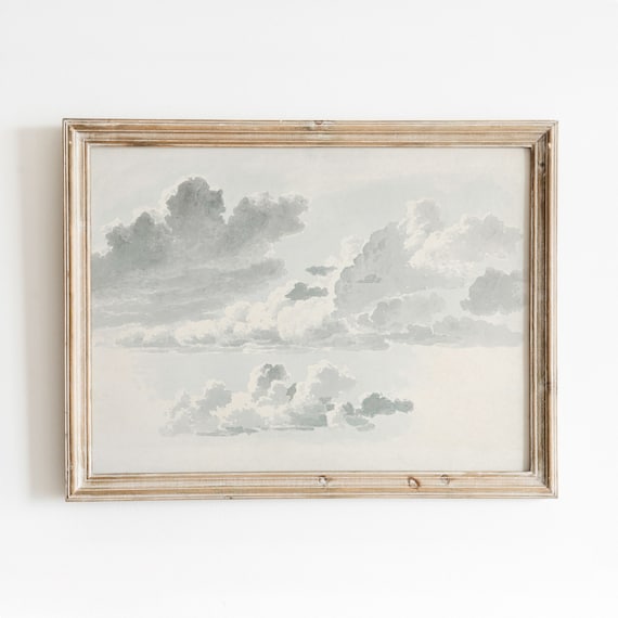 Black And White Cloud Study Vintage Sky Art Print