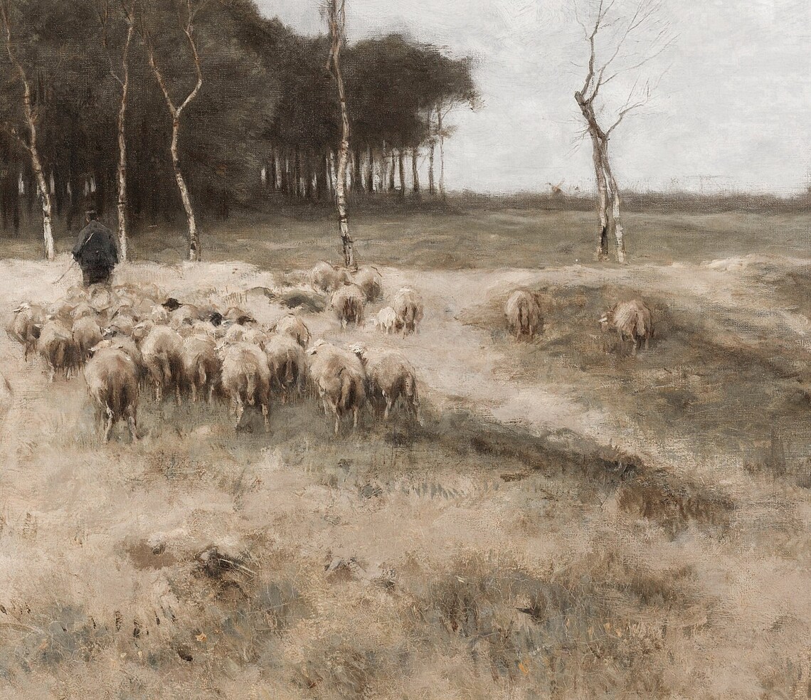 Sheep On The Heath Vintage Farmhouse Art Print - Image 2