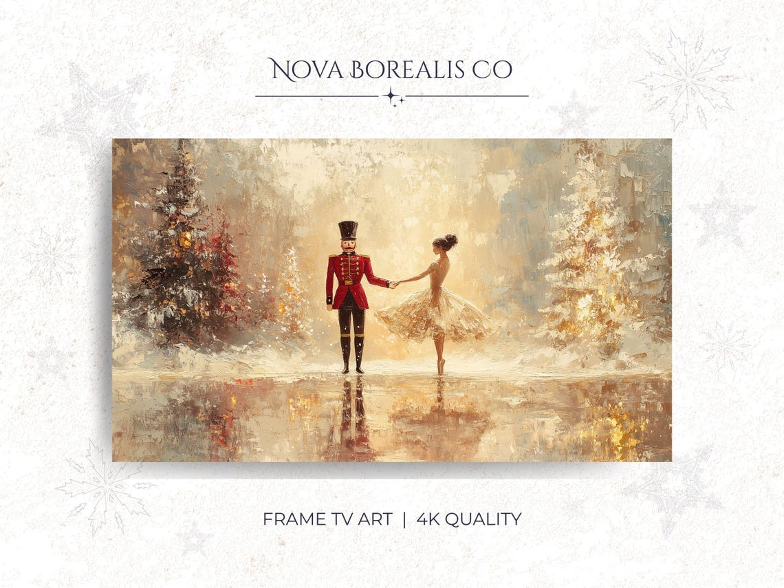 Nutcracker And Ballerina Snowy Forest Ballet Winter Scene Poster