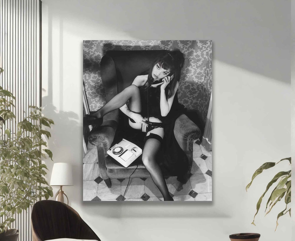 Iconic Woman Talking On The Phone Painting Black And White Old Style Woman Wall Art Woman Poster Famous Woman Art Woman Poster - Image 2