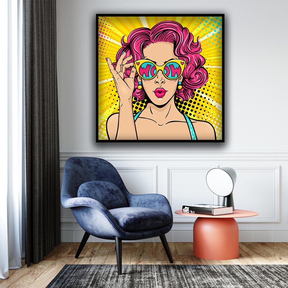 Pop Art WOW Woman Pink Hair Comic Style Retro Wall Art Print Poster - Image 3