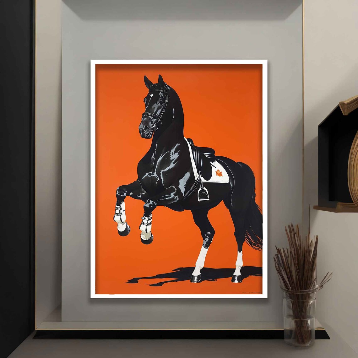 Prancing Horse, British Orange Background Art Print - Image 4