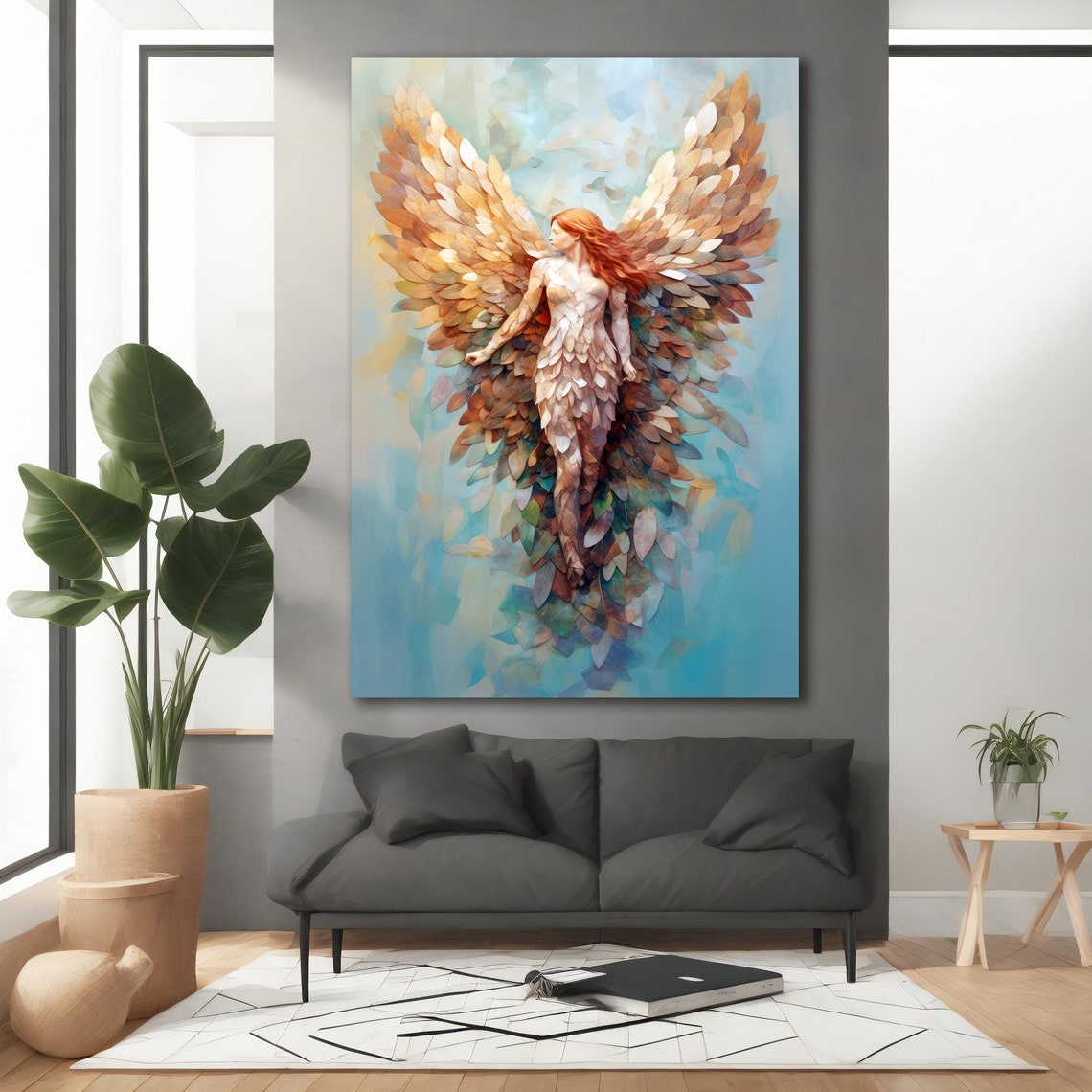 Angel Painting Winged Angel Woman Decoration Angel Home Decor Angel Wall Decor Land Of Angels Painting - Image 3