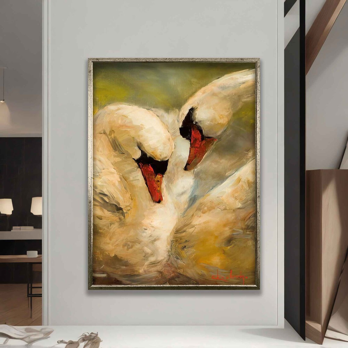 White Swans Swan Poster, Double Bird Wall Art Print - Image 5