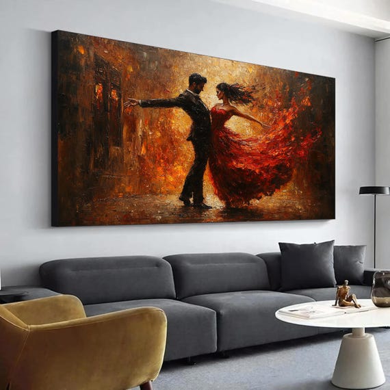 Dancing Couple Flamenco Dancing Couple Wall Decor Woman In Red Dress Poster