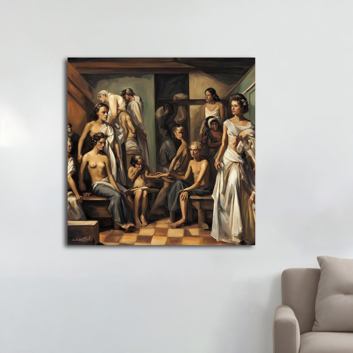 Classical Women White Drapery Vintage Oil Painting Style Historic Wall Art - Image 5