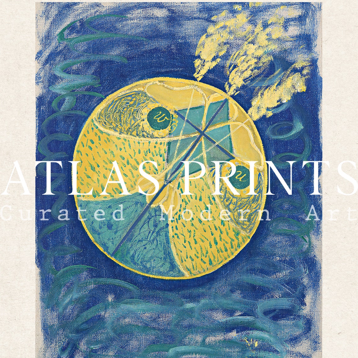 Hilma af Klint Primordial Chaos No 7 Yellow Orb Deep Blue Poster - Image 2