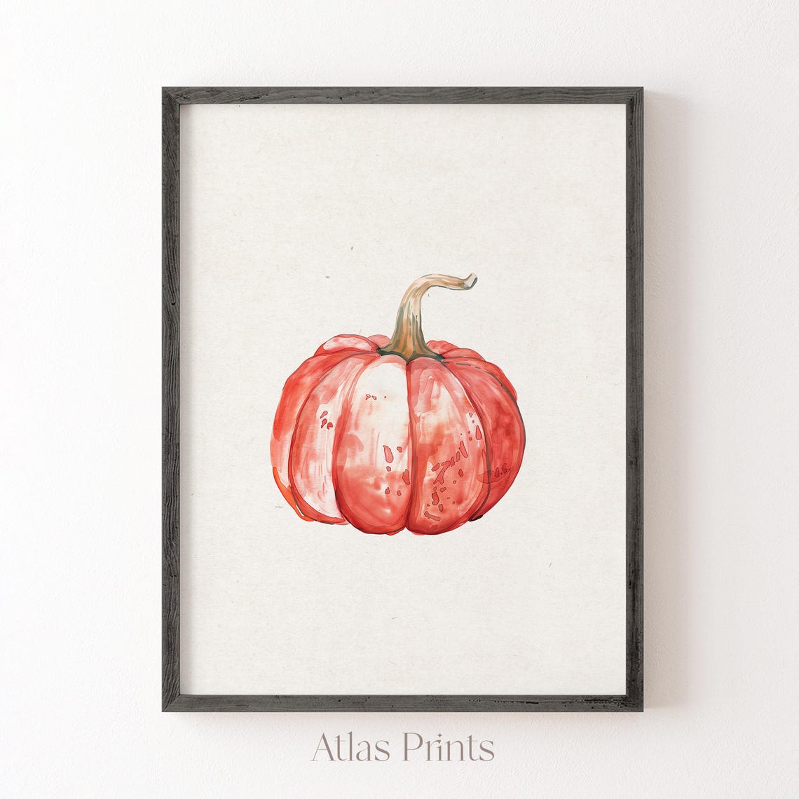 Red Watercolor Pumpkin Single Fall Kitchen Harvest Minimalist Poster - Image 4