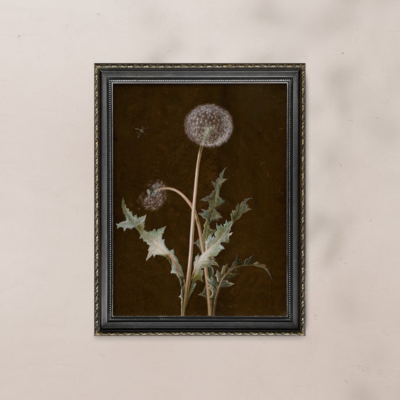 Vintage Rose Painting Dark Botanical Print Moody Flower Wall Art Victorian Cottagecore Decor Dark Academia Floral