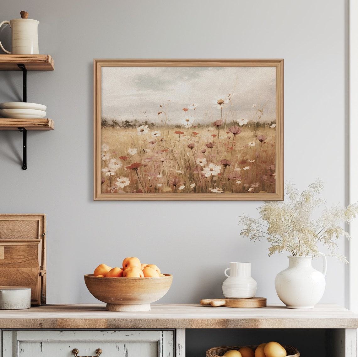 Vintage Floral Spring Print Landscape Flower Meadow Oil Painting Wildflower Field Country Farmhouse Wall Art - Image 5