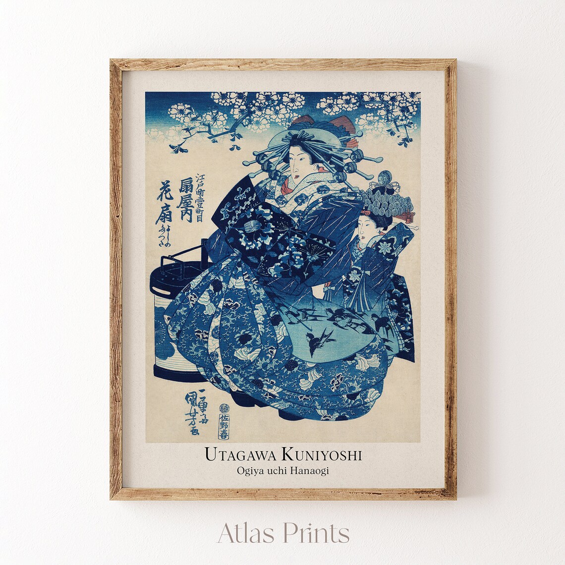 Utagawa Kuniyoshi Ogiya Uchi Hanaogi Courtesan Woodblock Poster