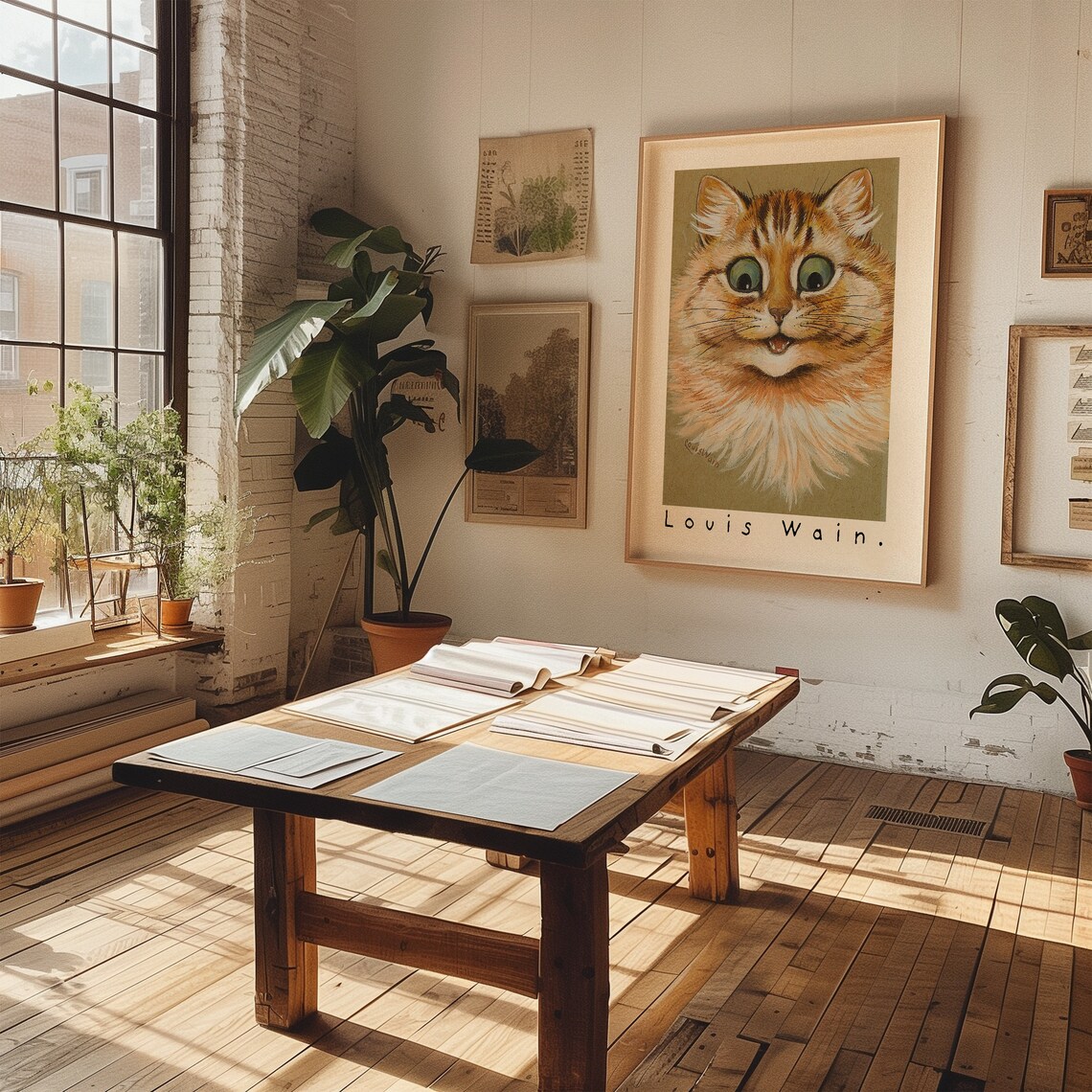 Louis Wain Ginger Cat Portrait Antique Orange Tabby Art Poster - Image 3