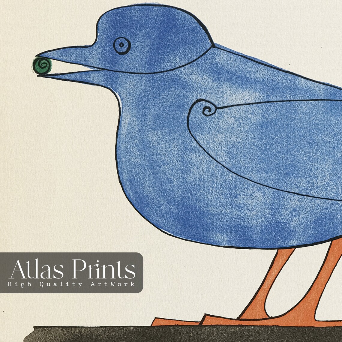 Les Lalanne Blue Bird 1975 Paris Exhibition Vintage Bird Poster - Image 4