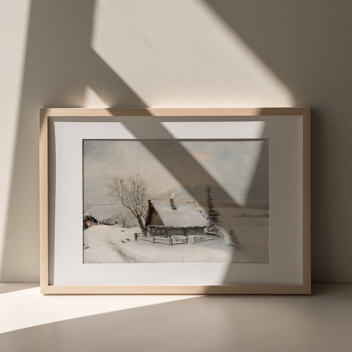 Vintage Winter Cottage Snow Landscape Antique Farmhouse Art Poster - Image 3