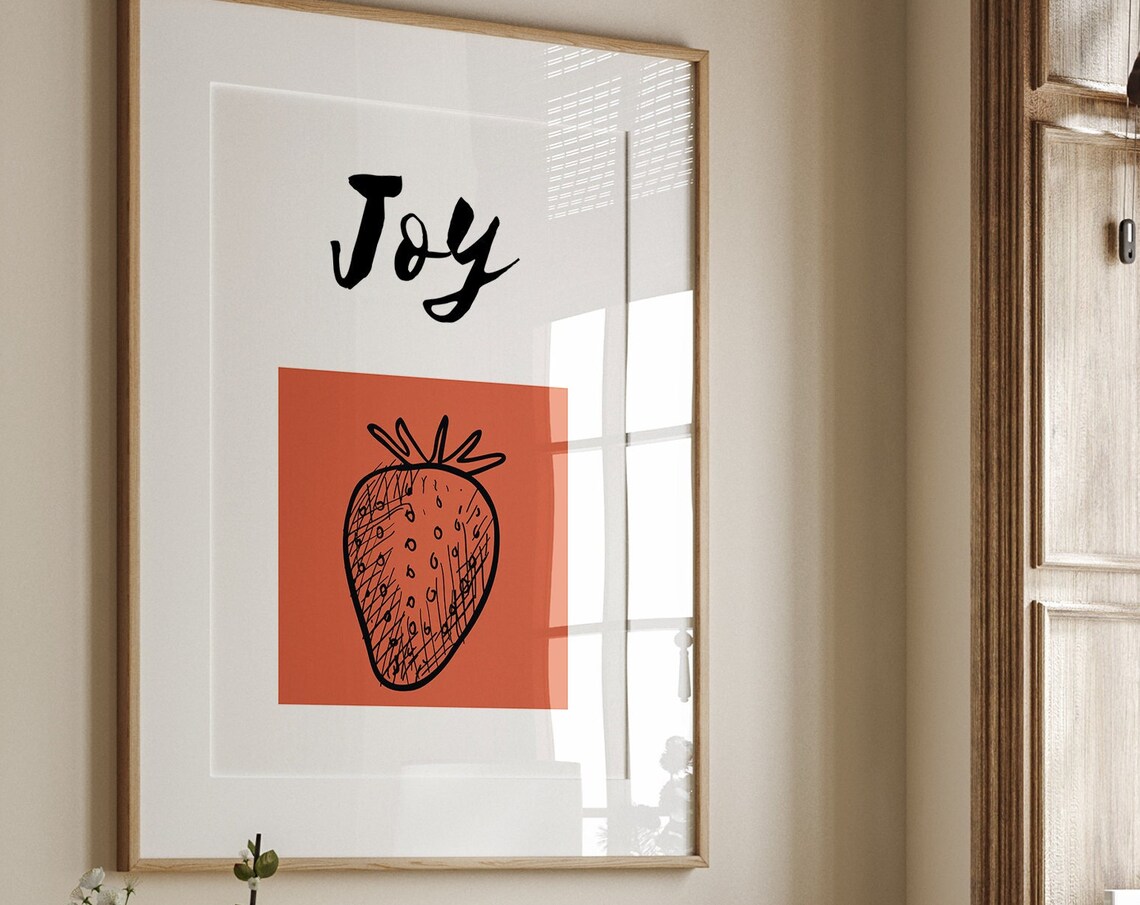 Strawberry Joy Fruit of the Spirit Boho Christian Faith Affirmation Print