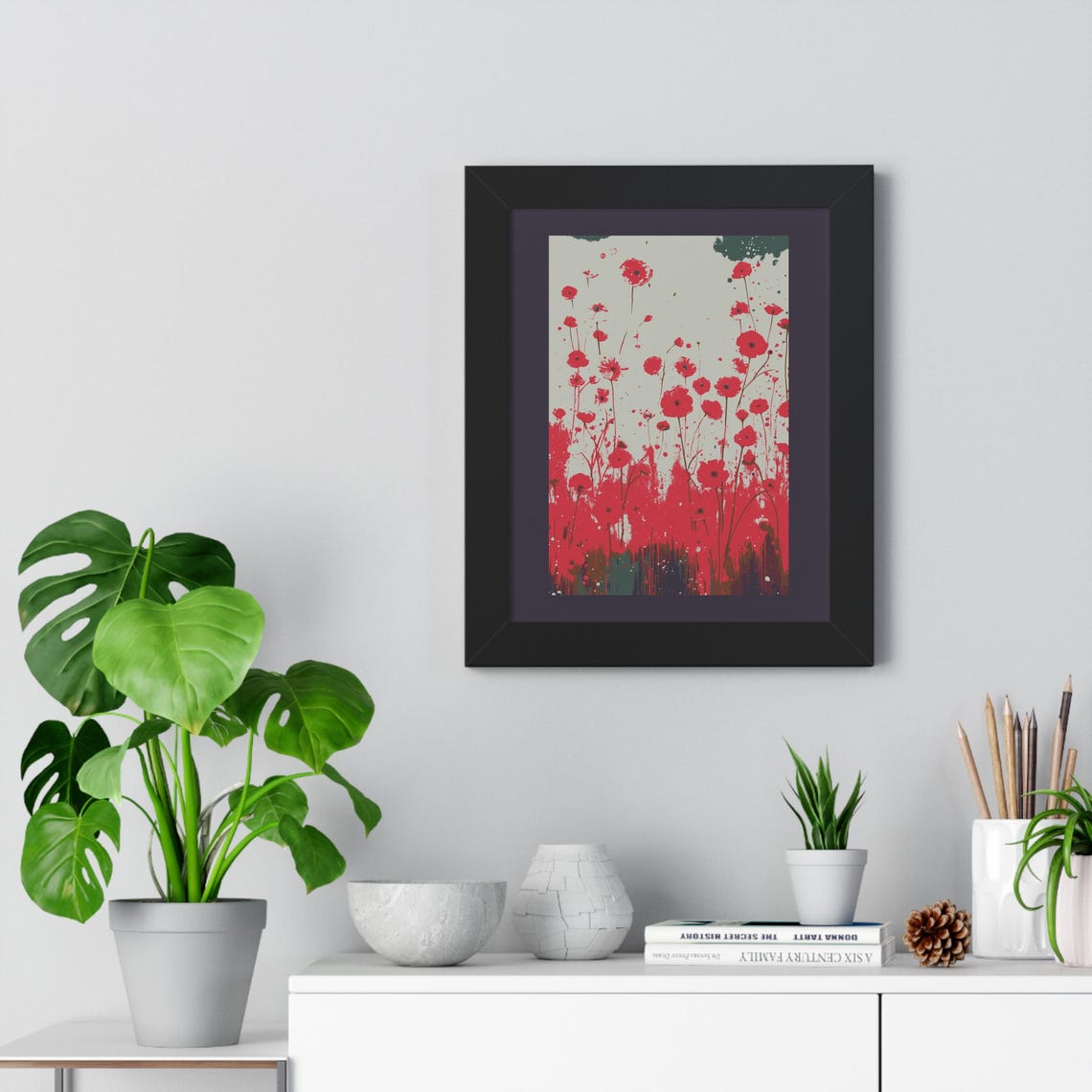 Bold Red Poppies Splash Painted Minimalist Floral Botanical Poster - Image 3