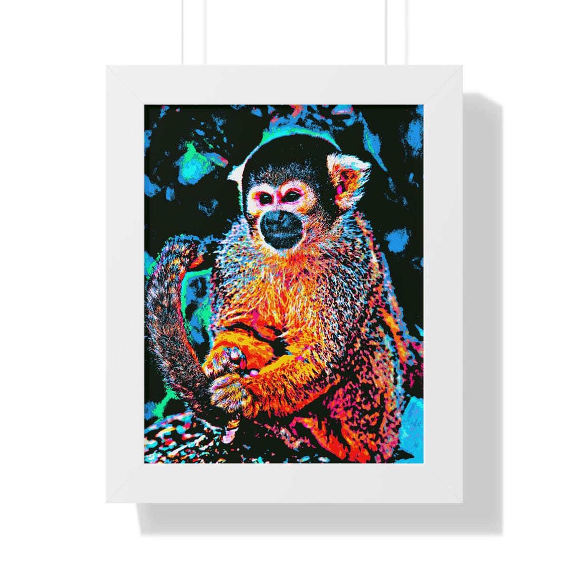 Neon Pop Art Monkey Poster Colorful Squirrel Monkey Portrait - Image 3