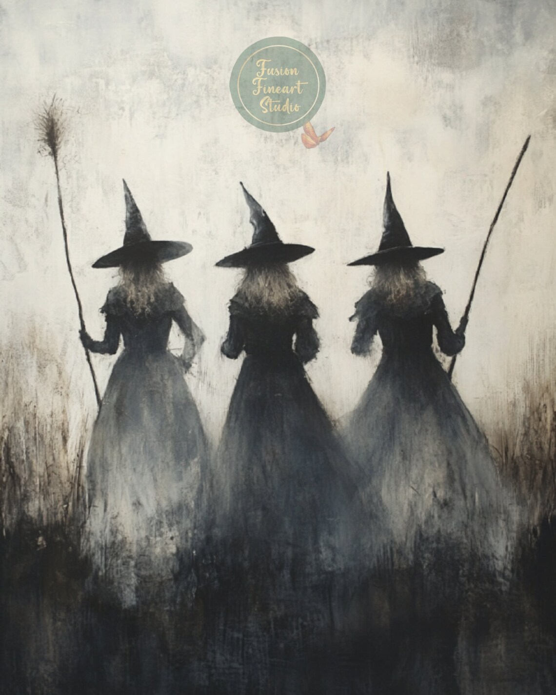 Witchy Halloween Decor Vintage Rustic Witch Poster - Image 3