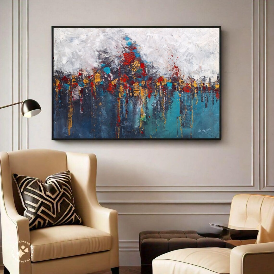 Abstract Art Painting Textured Art Oil Painting Large Wall Art Landscape Painting Colorful Original Painting House Warming Gifts - Image 3