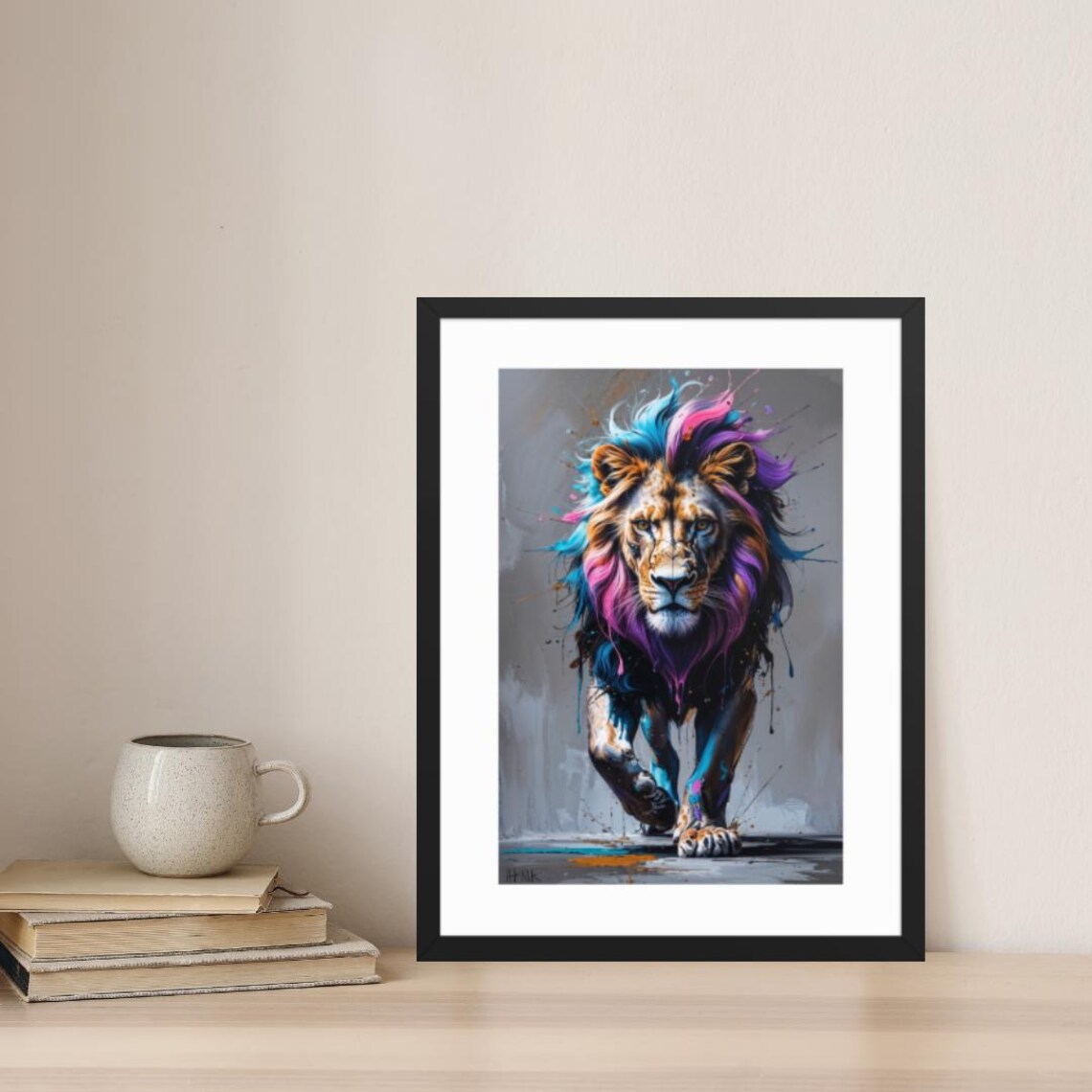 Colour Splash Lion Art Print Bold Abstract Wall Decor For Modern Homes