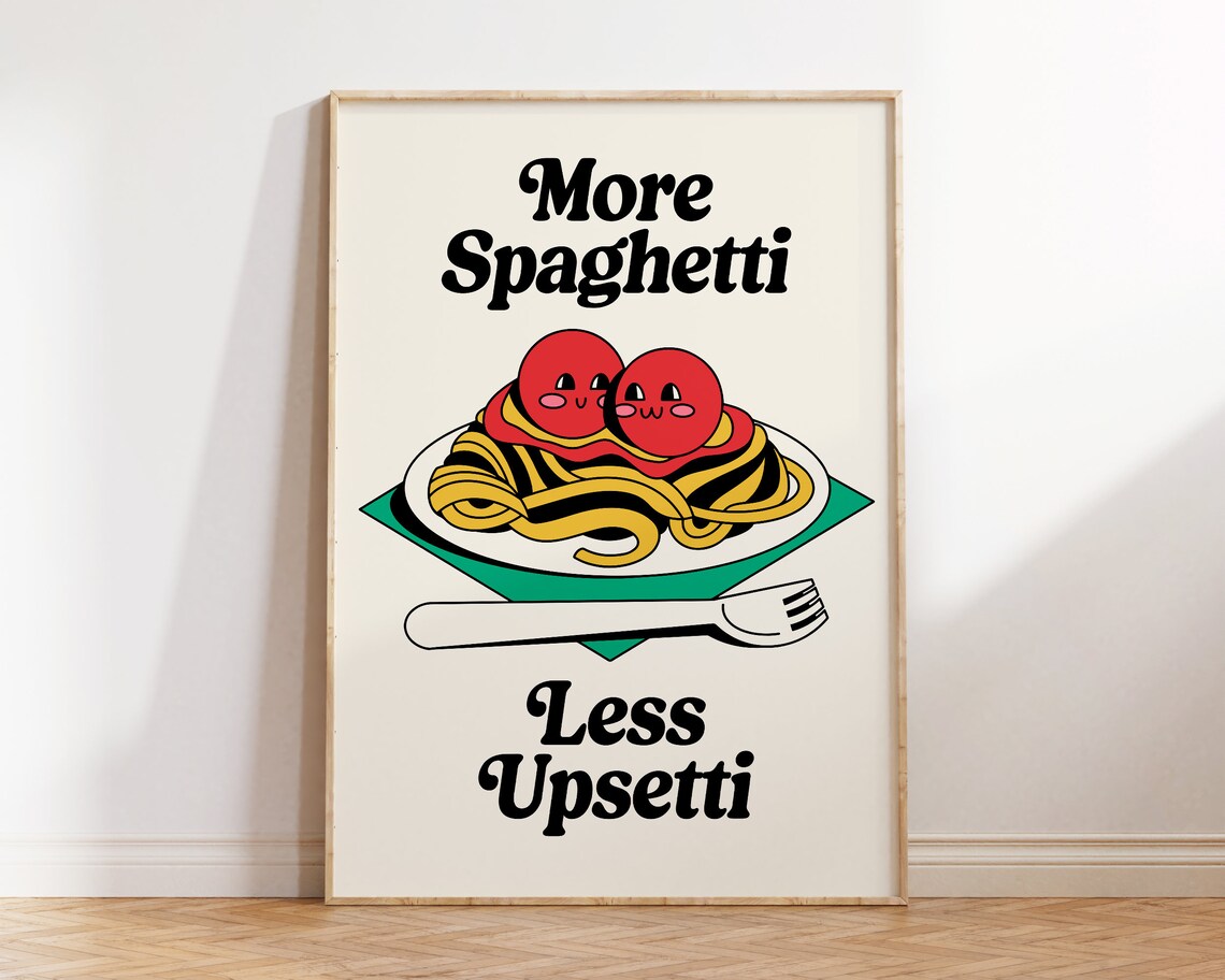 Spaghetti Retro Kitchen Art Print, Pasta Poster - Image 2
