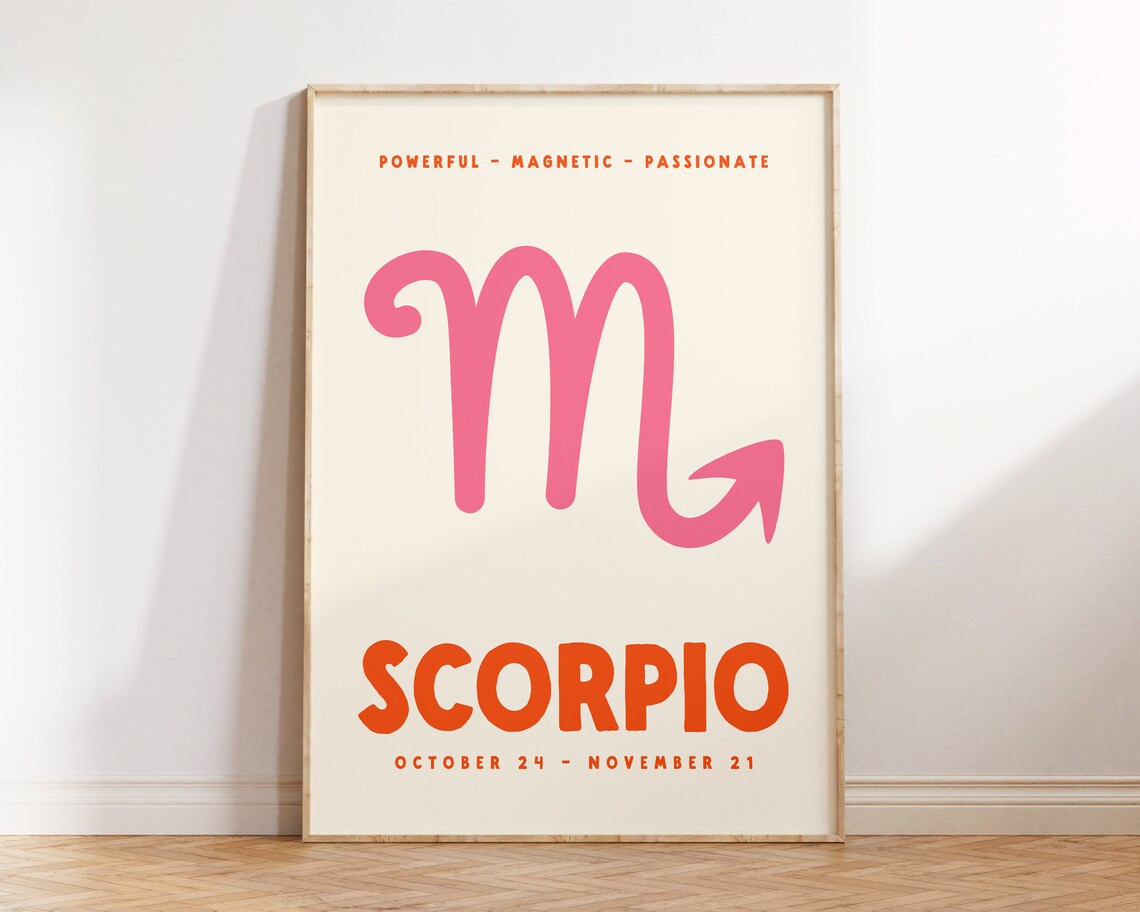 Scorpio Zodiac Poster Print, Preppy Wall Decor