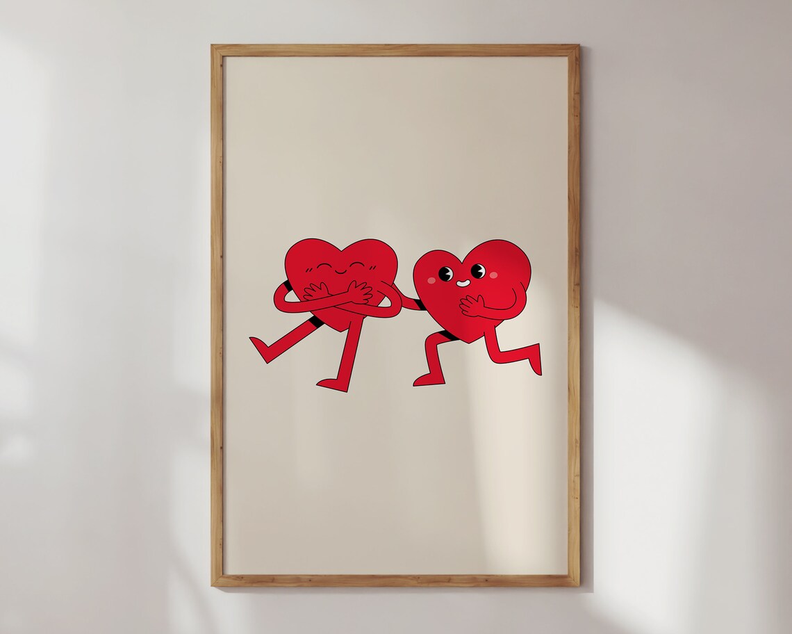 Cute Retro Hearts Valentine's Day Art Print