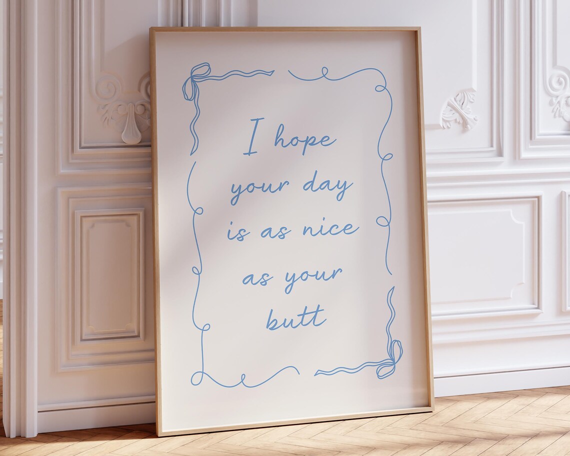 Nice Butt Funny Bathroom Poster, Blue Coquette Bow - Image 2