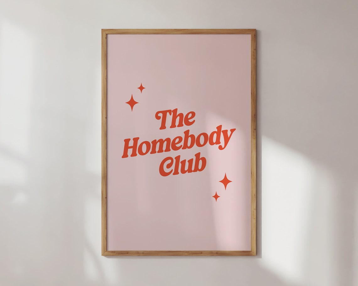 The Homebody Club Pink Retro Typography Cozy Night In Poster - Image 3