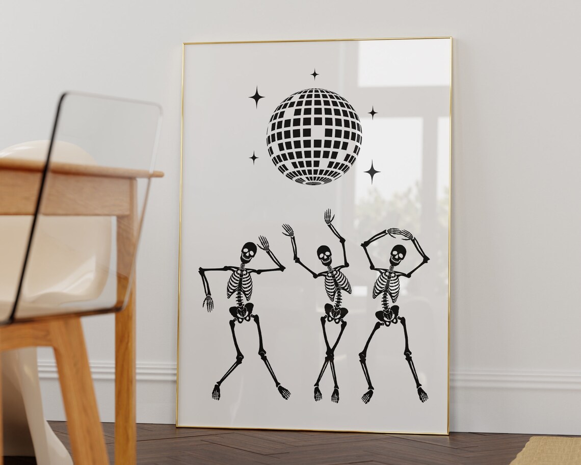 Dancing Skeletons Halloween Disco Poster - Image 2