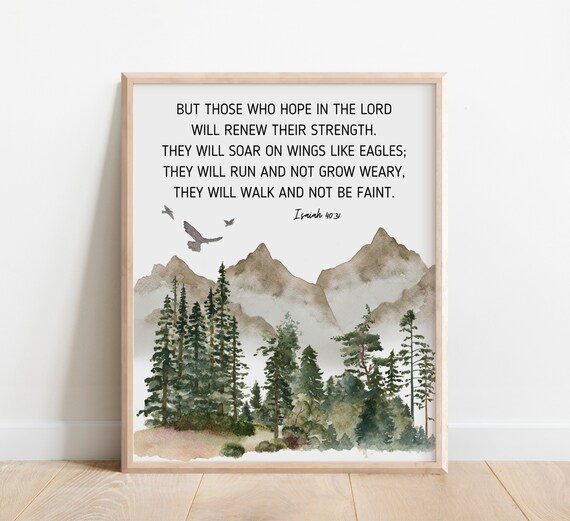 Isaiah 4031 But Those Who Hope In The Lord Will Renew Their Strength Bible Verse Wall Art Scripture Print Christian Gift Watercolor