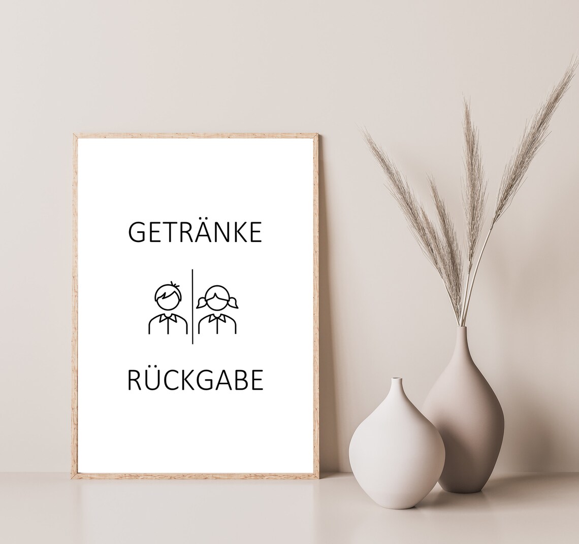 Getränke Rückgabe Funny Guest Bathroom Toilet Door Sign Poster