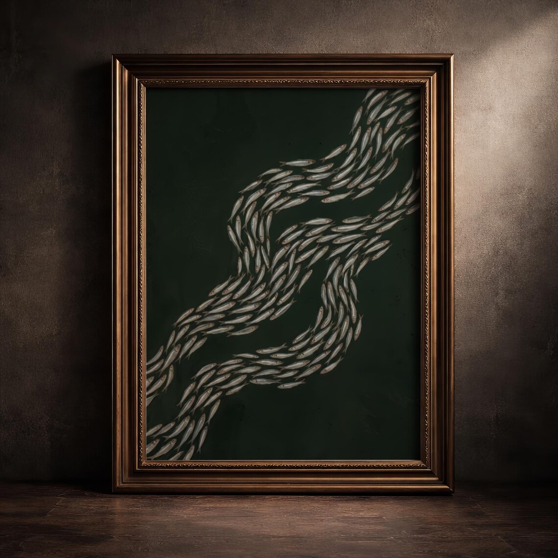 Moody Sardine Art Print, Dark Academia Fish Poster