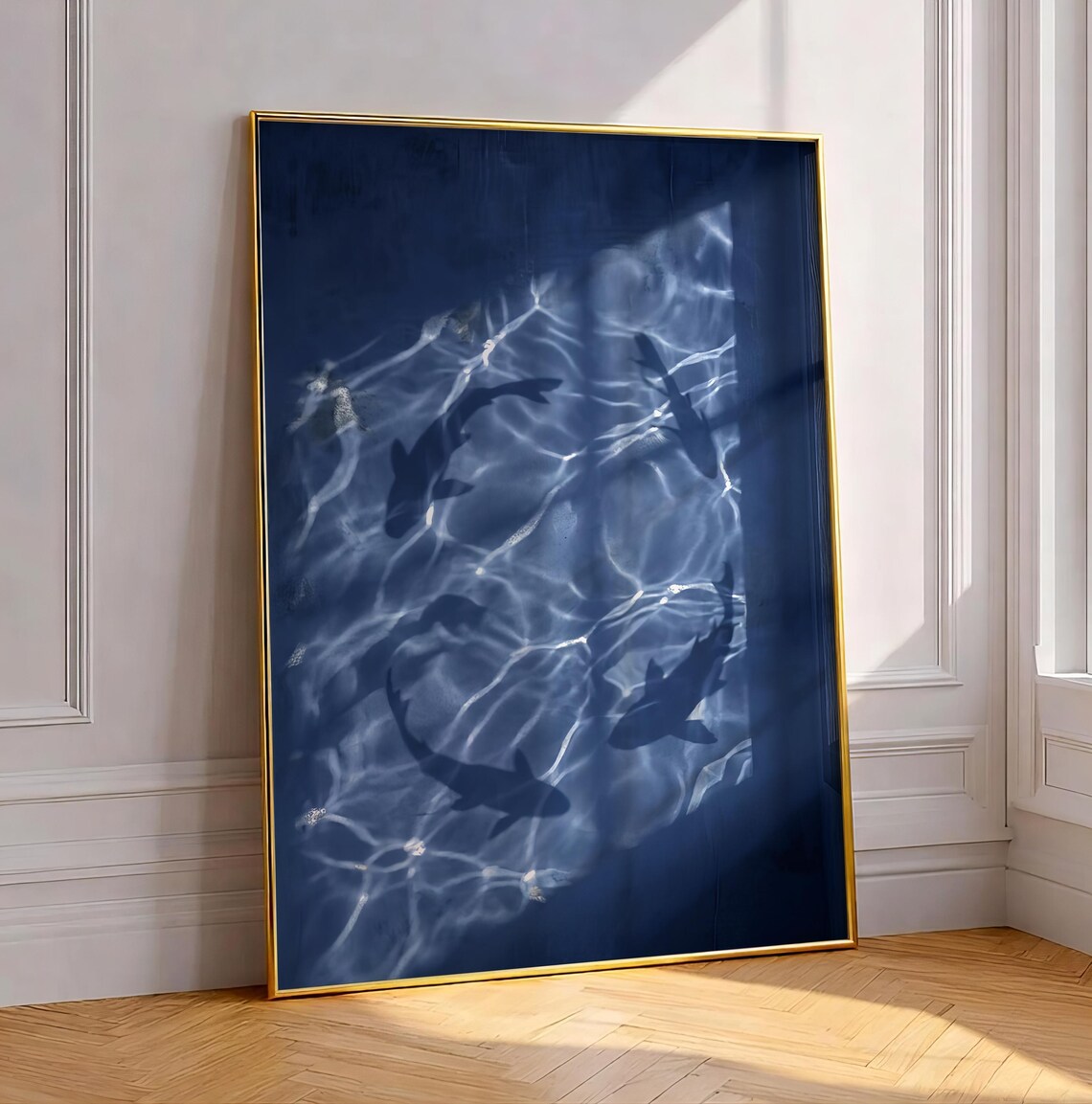 Indigo Koi Fish, Japandi Poster