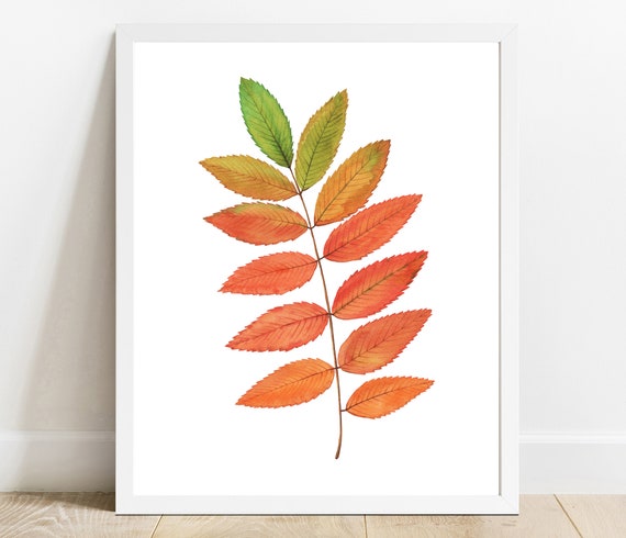 Watercolor Fall Leaves Print Autumn Decor