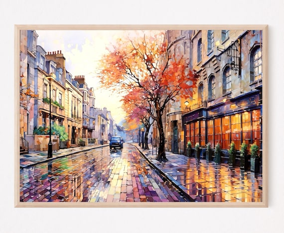 London Cityscape Watercolor Painting Art Print England Travel Wall Home Decor Gift