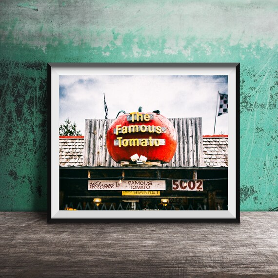 The Famous Tomato Indianapolis Sign Art Photography Wall Art Photo Modern Kitchen Photography Unframed Wall Decor Diner Speedway