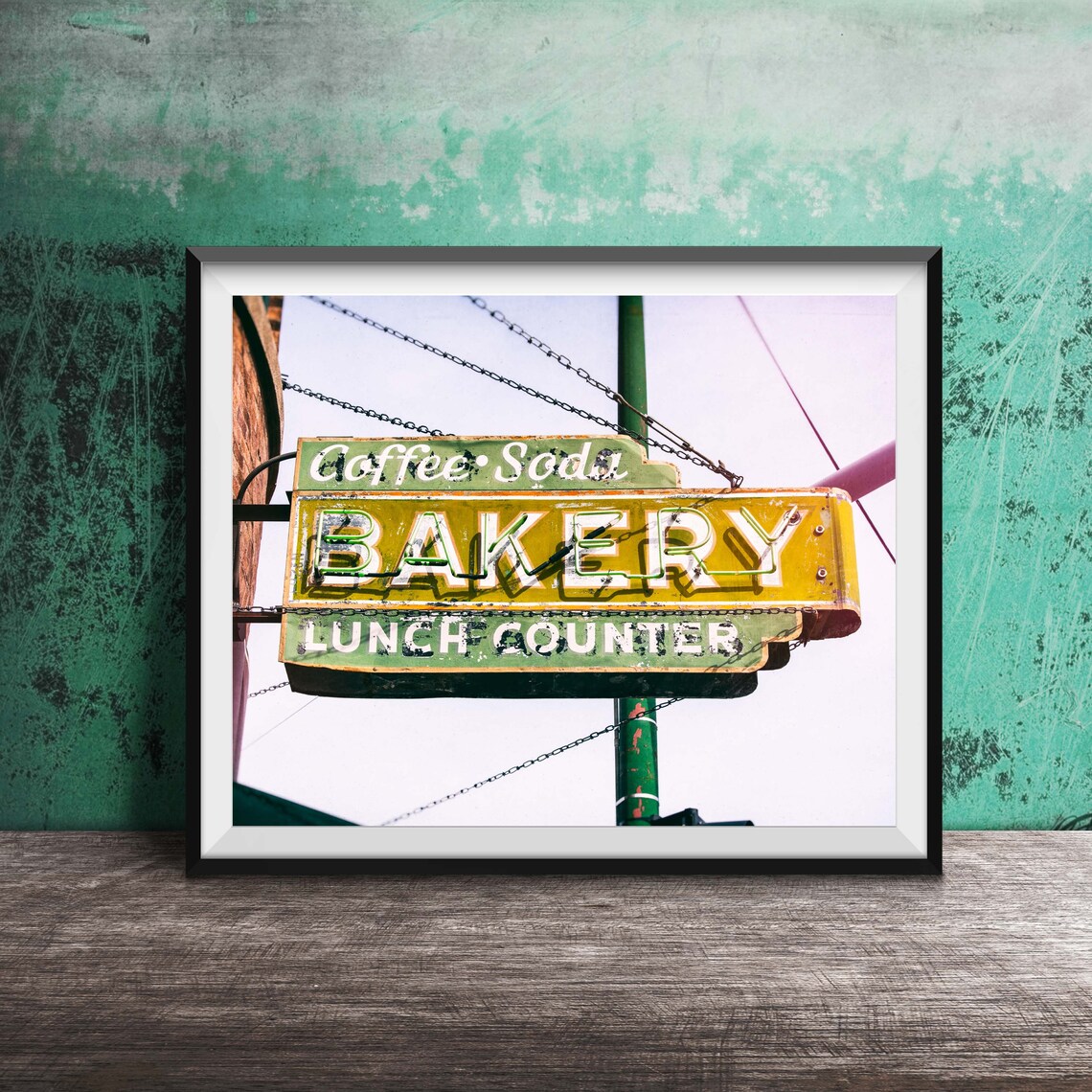 Vintage Bakery Coffee Soda Lunch Counter Neon Sign Photo Poster