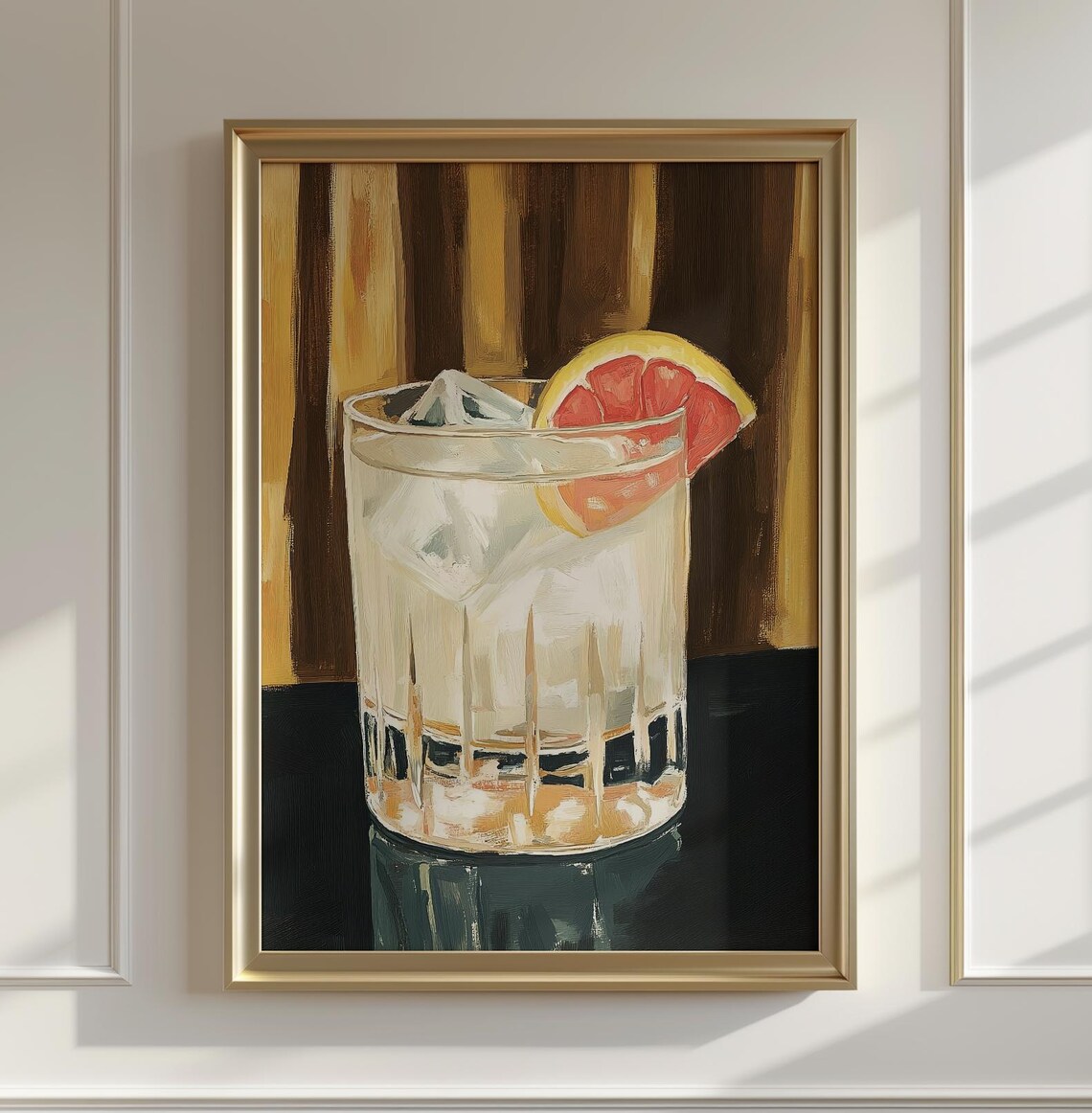 Pink Grapefruit Paloma Retro Bar Decor Art Print