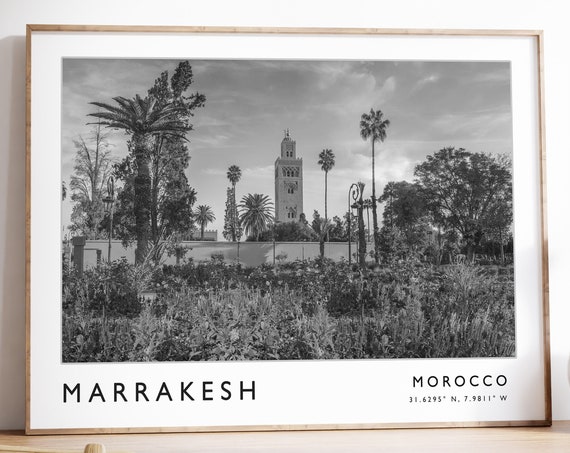 Marrakesh Travel Print Marrakesh Poster Morocco Travel Print Moroccan Print Black And White Travel Poster Travel Art Travel Gift