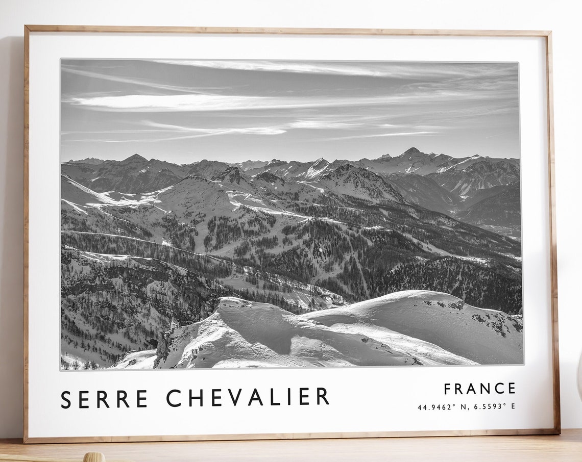 Serre Chevalier Print Serre Chevalier Poster France Travel Print French Print Black And White Travel Poster Travel Art Travel Gift