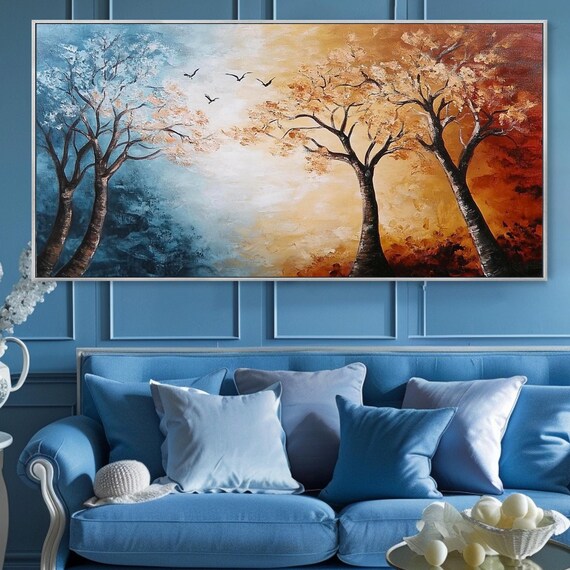 3d Impasto Textured Tree Painting Original Colorful Forest Painting On Dreamy Vibrant Trees Wall Art Living Room Art Contemporary Art